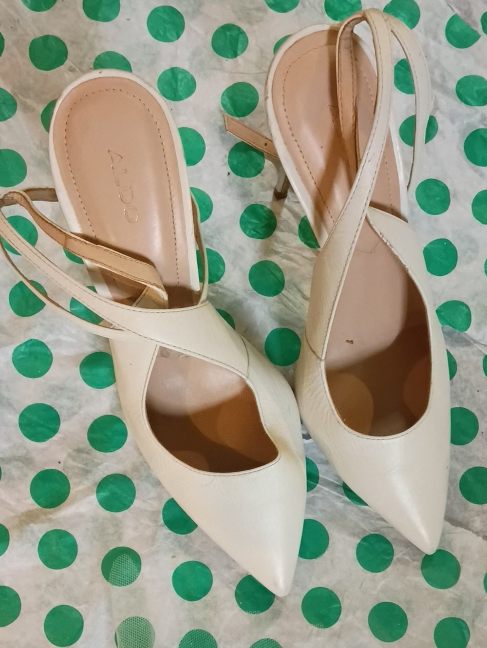 Aldo Ivory Pointed-Toe Slingback Heels